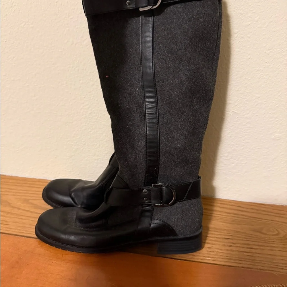 AEROSOLES Black and Gray Over-the-Knee Boots